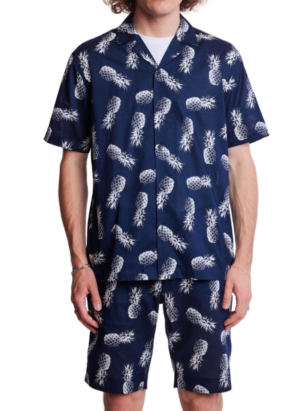 Paisley & Gray Men's Slim Fit Short Sleeve Pineapple Print Button Front Camp NWT